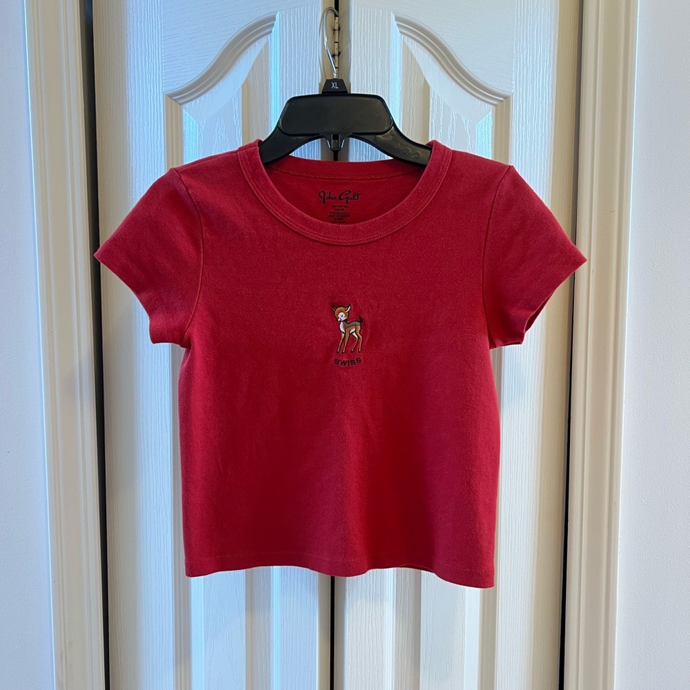 John Galt Brandy Melville Red Baby Tee